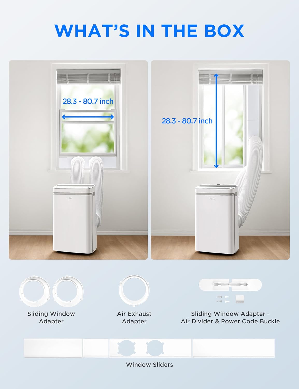 Midea 14,000 BTU ASHRAE (12,000 BTU SACC) Dual Hose Portable Air Conditioner with Inverter, Remote Control, Cools up to 550 Sq Ft, Smart Wi-Fi Connects to Alexa/Google Assistant, Window Kit Included