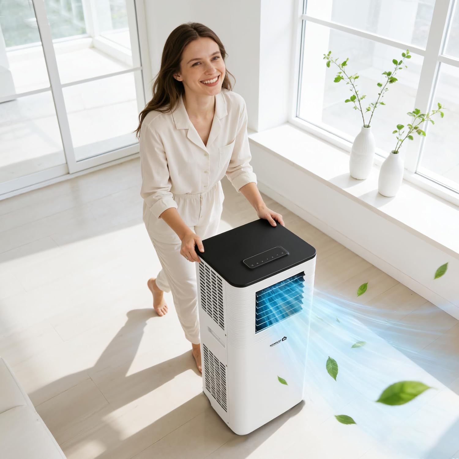 Portable Air Conditioner - 9000 BTUs, 4-in-1 Cooling, Dehumidifying, Fan and Sleep modes, 24 hr Timer, Window Kit, Class A Energy Effcient AC Unit for Office & Home
