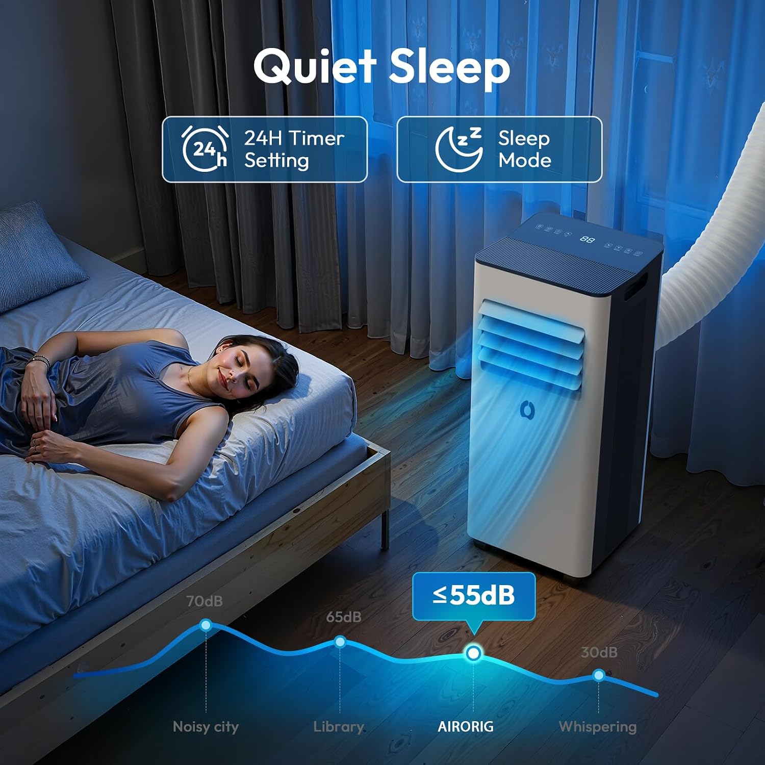 AirOrig Portable Air Conditioner, 9000 BTU Air Conditioning Unit with Cooling, Fan, Dehumidifier & Sleep Mode, Air Conditioners with Window Kit and 24H Timer for Home Bedroom Office