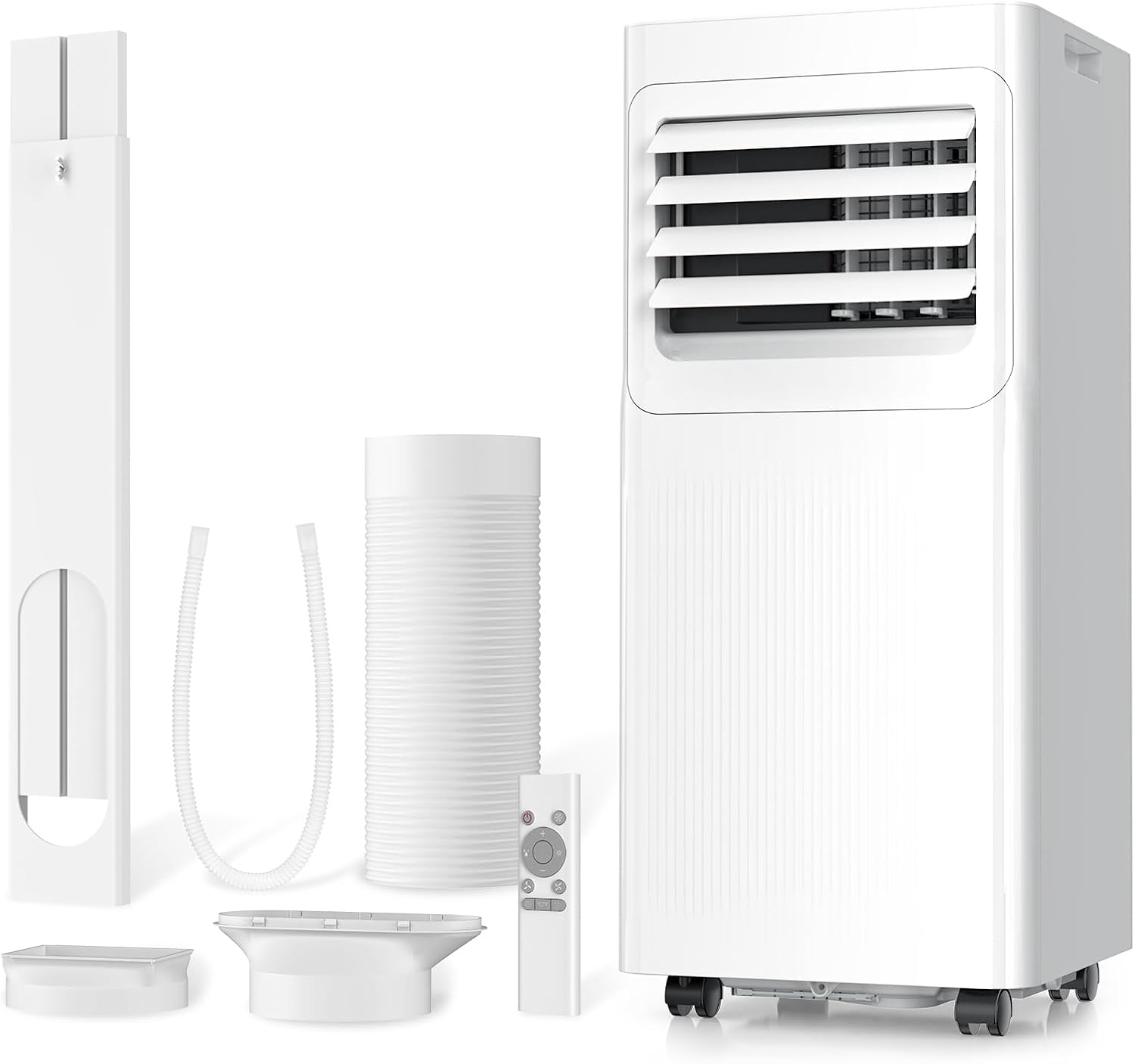9000 BTU Air Conditioning Unit, 4-in-1 Portable Air Conditioner with Cooling, Dehumidifier, Fan, Sleep Mode, Self-Evaporation, 24H Timer for Rooms Up to 450 Sq. ft, Includes Window Seal Kit & R/C