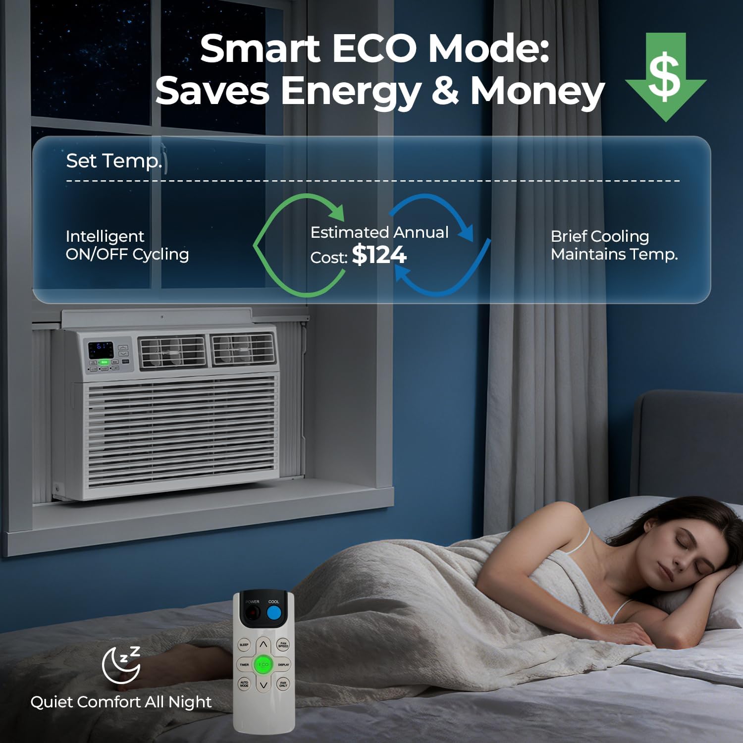 14,000 BTU Window Air Conditioner, 3-in-1 AC Unit with Dehumidifier for Large Room/Living Room Up to 700 Sq. Ft, Quiet & Energy Saving Window AC with Remote, 4 Fan Speeds, 24H Timer