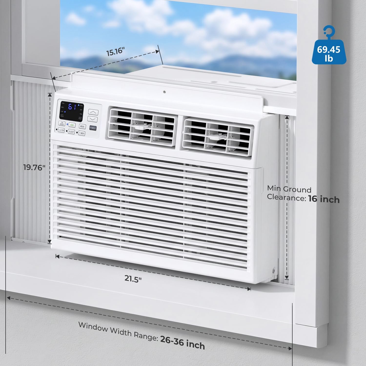 14,000 BTU Window Air Conditioner, 3-in-1 AC Unit with Dehumidifier for Large Room/Living Room Up to 700 Sq. Ft, Quiet & Energy Saving Window AC with Remote, 4 Fan Speeds, 24H Timer