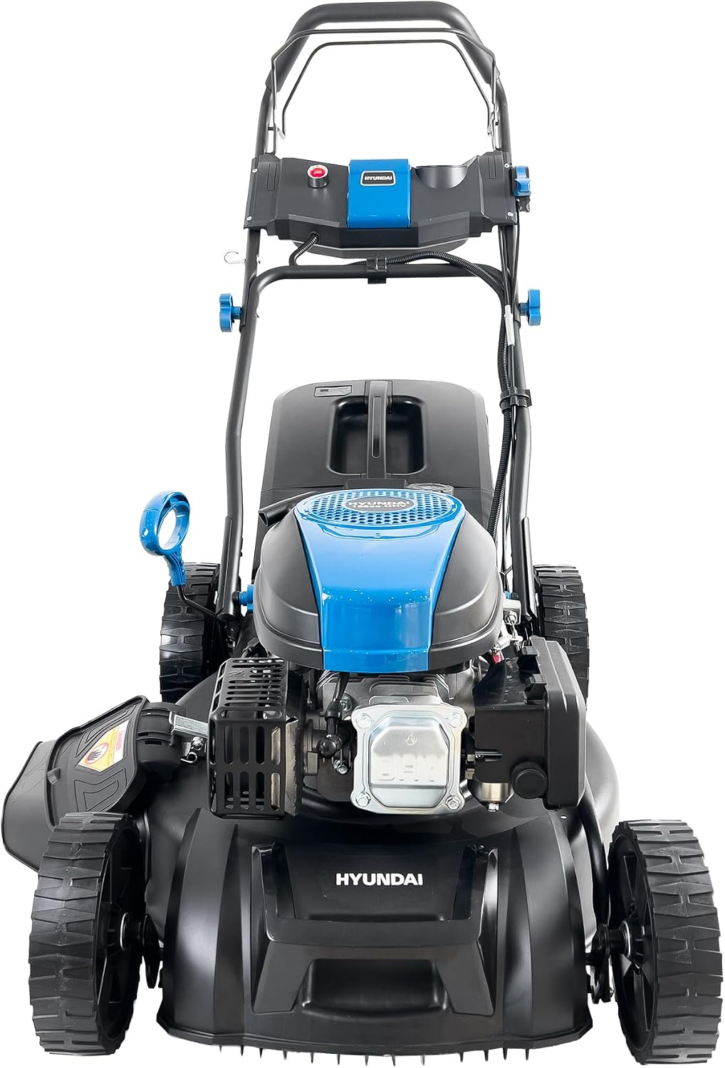 Hyundai 20” 51cm Electric Start Self-Propelled Petrol Lawnmower, 196cc 4-Stroke Engine, 4-in-1 Mulch Bag Side & Rear Discharge, 60L Grass Box, Black Edition