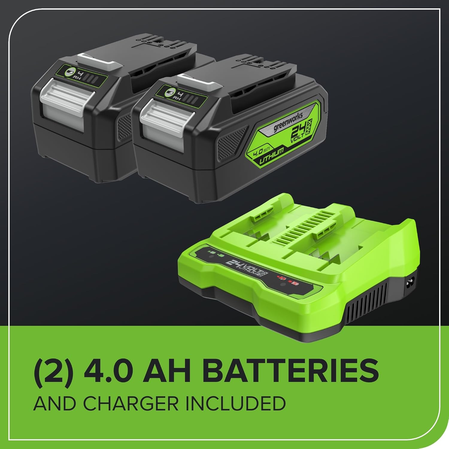 Greenworks 48V (2x24V) Self Propelled Cordless Lawnmower for Large Lawns up to 480m2, 46cm Cutting Width, 55LBag PLUS Two 4Ah Batteries and Twin Charger, 3 Year Guarantee GD24X2LM46SPK4X