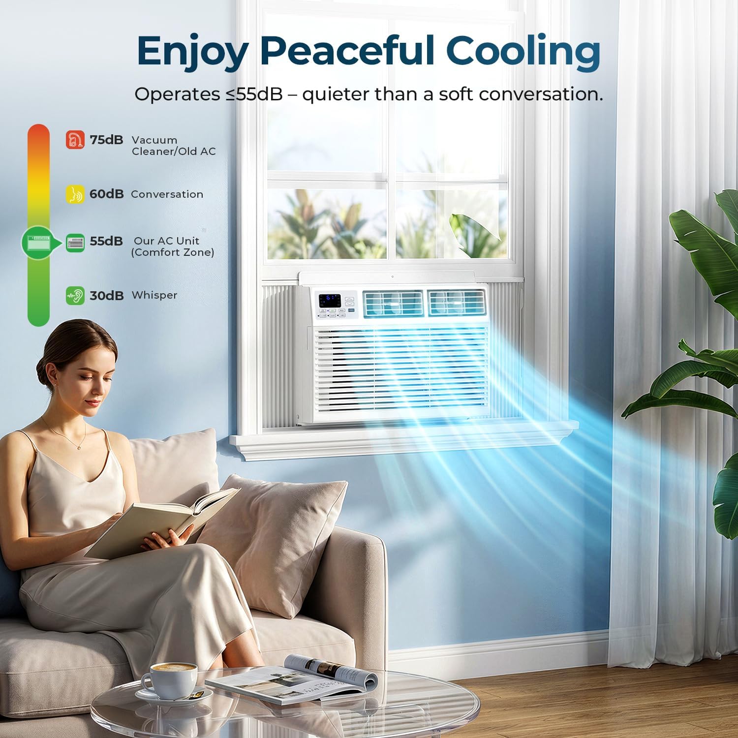 14,000 BTU Window Air Conditioner, 3-in-1 AC Unit with Dehumidifier for Large Room/Living Room Up to 700 Sq. Ft, Quiet & Energy Saving Window AC with Remote, 4 Fan Speeds, 24H Timer